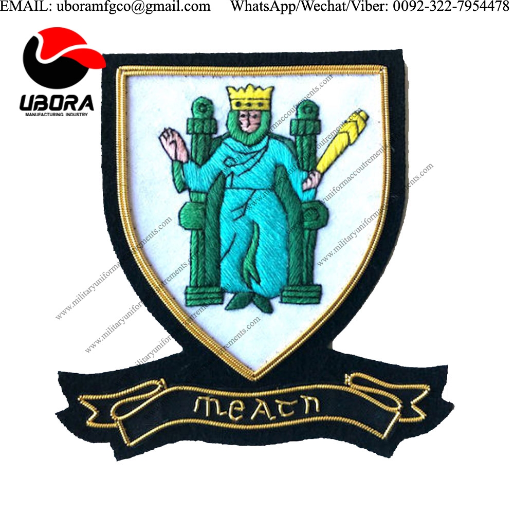 Military Uniform emblem HAND EMBROIDERED IRISH COUNTY - MEATH - COLLECTORS HERITAGE ITEM  Bullion 